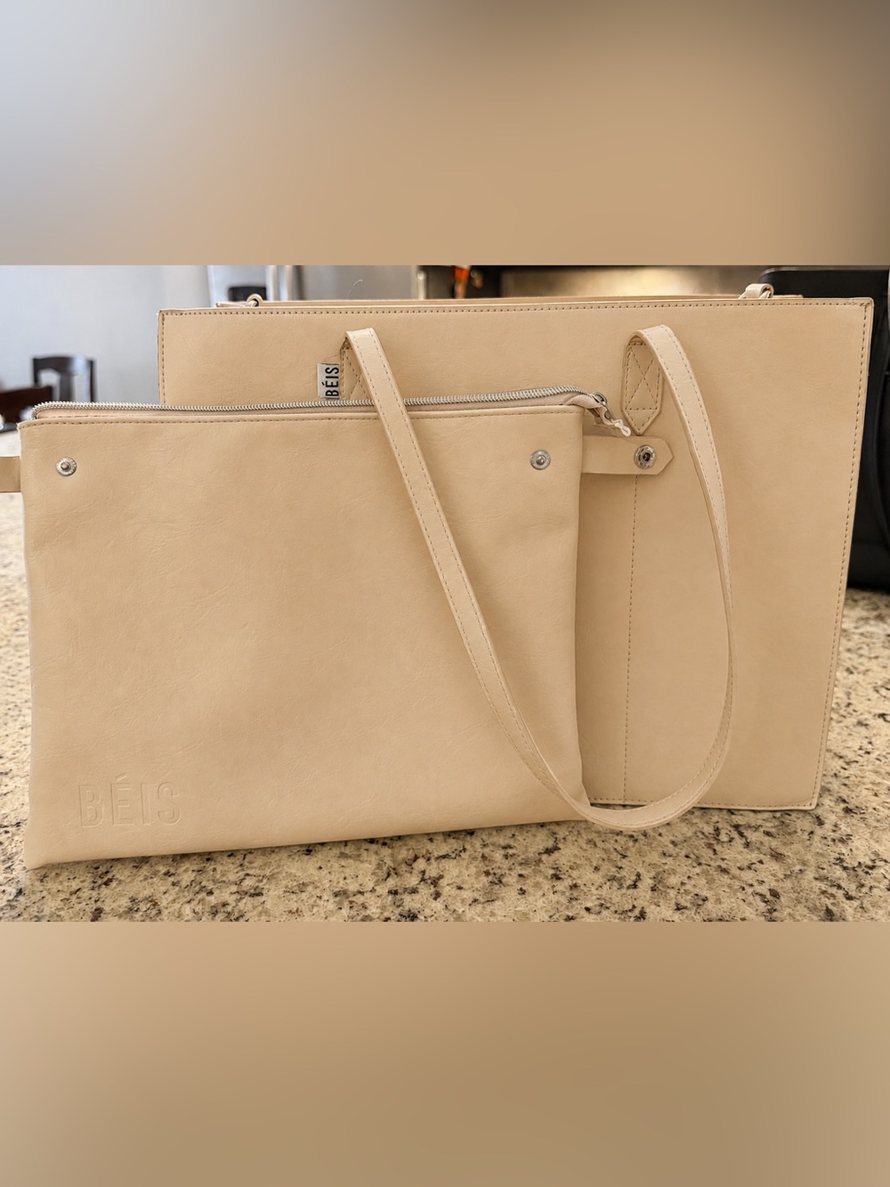 BEIS Work Tote in Beige - Picture 4 of 5